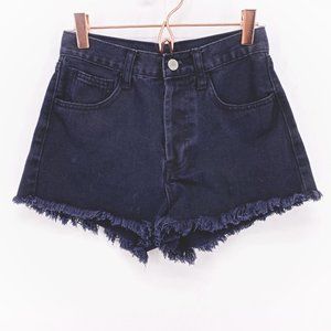 John Galt High Rise Button Fly Denim Shorts